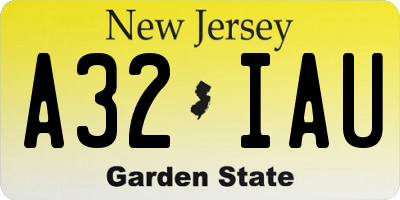 NJ license plate A32IAU