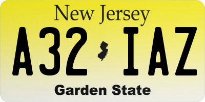 NJ license plate A32IAZ