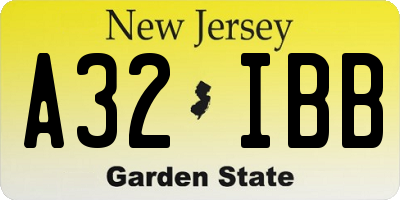 NJ license plate A32IBB