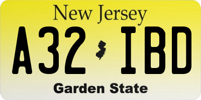 NJ license plate A32IBD