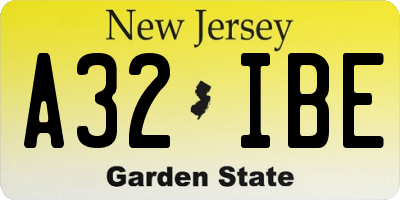 NJ license plate A32IBE