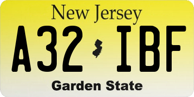 NJ license plate A32IBF