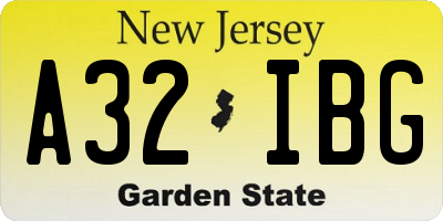 NJ license plate A32IBG