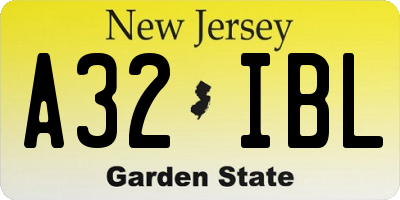 NJ license plate A32IBL