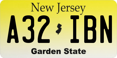 NJ license plate A32IBN