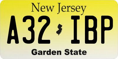 NJ license plate A32IBP