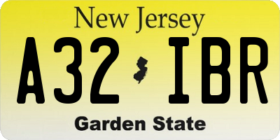 NJ license plate A32IBR