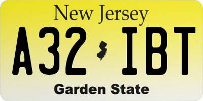 NJ license plate A32IBT