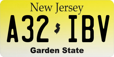 NJ license plate A32IBV