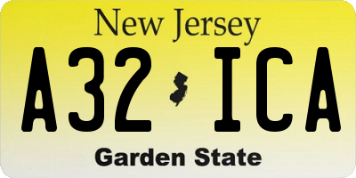 NJ license plate A32ICA