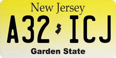 NJ license plate A32ICJ
