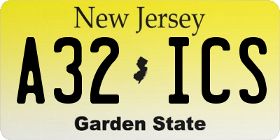 NJ license plate A32ICS