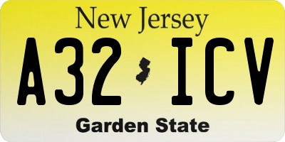 NJ license plate A32ICV