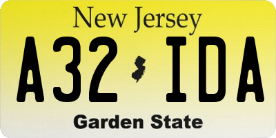 NJ license plate A32IDA