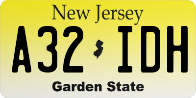 NJ license plate A32IDH