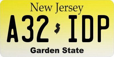 NJ license plate A32IDP