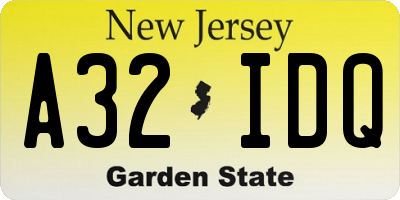 NJ license plate A32IDQ