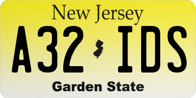 NJ license plate A32IDS