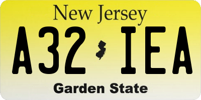 NJ license plate A32IEA