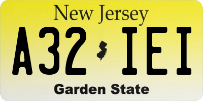 NJ license plate A32IEI