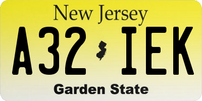 NJ license plate A32IEK