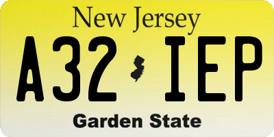 NJ license plate A32IEP