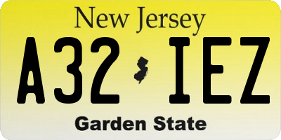 NJ license plate A32IEZ