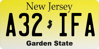 NJ license plate A32IFA