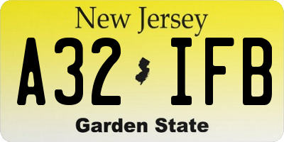 NJ license plate A32IFB