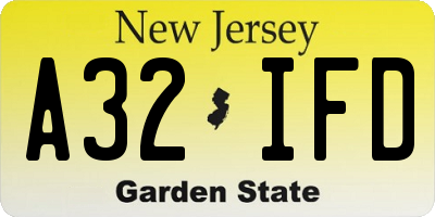 NJ license plate A32IFD