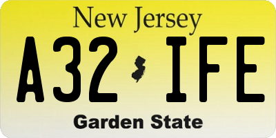 NJ license plate A32IFE