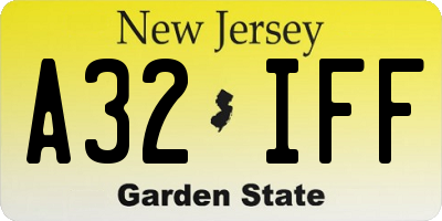 NJ license plate A32IFF