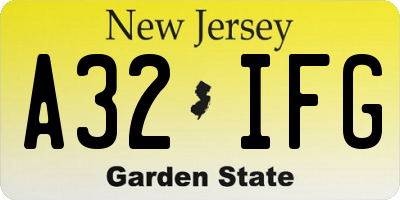 NJ license plate A32IFG
