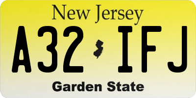 NJ license plate A32IFJ