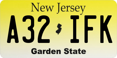 NJ license plate A32IFK