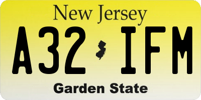 NJ license plate A32IFM