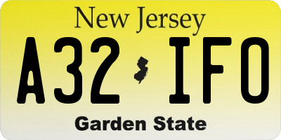 NJ license plate A32IFO