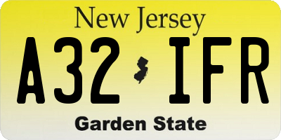 NJ license plate A32IFR