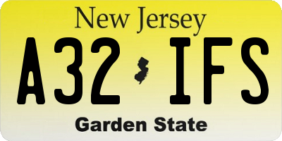 NJ license plate A32IFS
