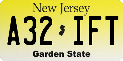 NJ license plate A32IFT
