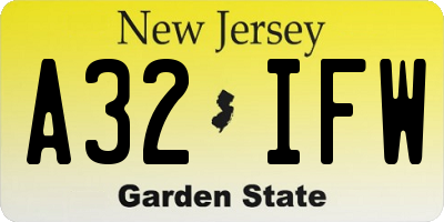 NJ license plate A32IFW
