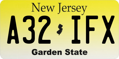 NJ license plate A32IFX