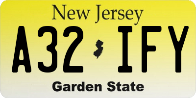 NJ license plate A32IFY