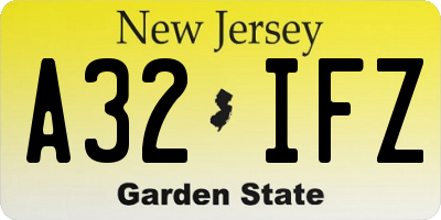 NJ license plate A32IFZ