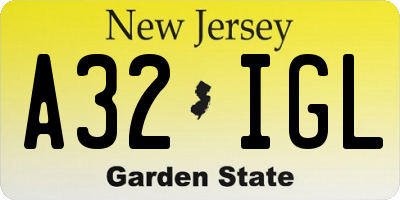 NJ license plate A32IGL