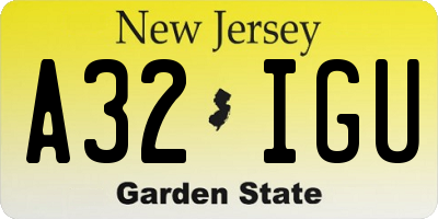 NJ license plate A32IGU