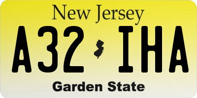 NJ license plate A32IHA