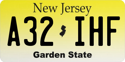 NJ license plate A32IHF
