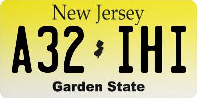 NJ license plate A32IHI