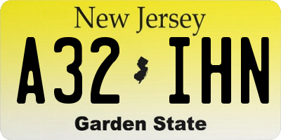 NJ license plate A32IHN